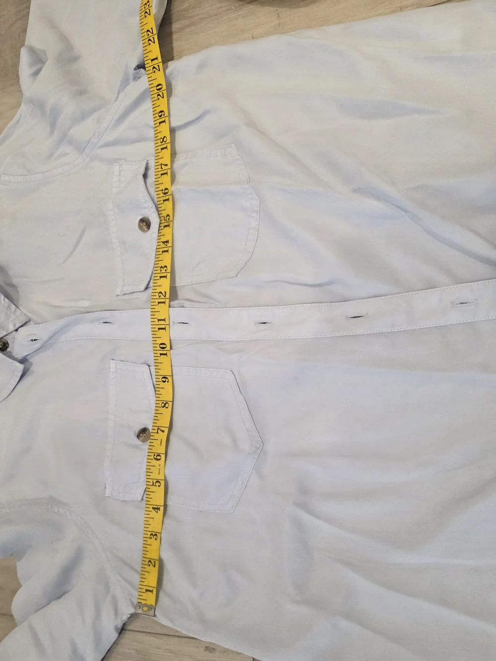 NWT Addition Elle Light Blue Lyocell Button Front Utility Shirt Size XT - Picture 11 of 13